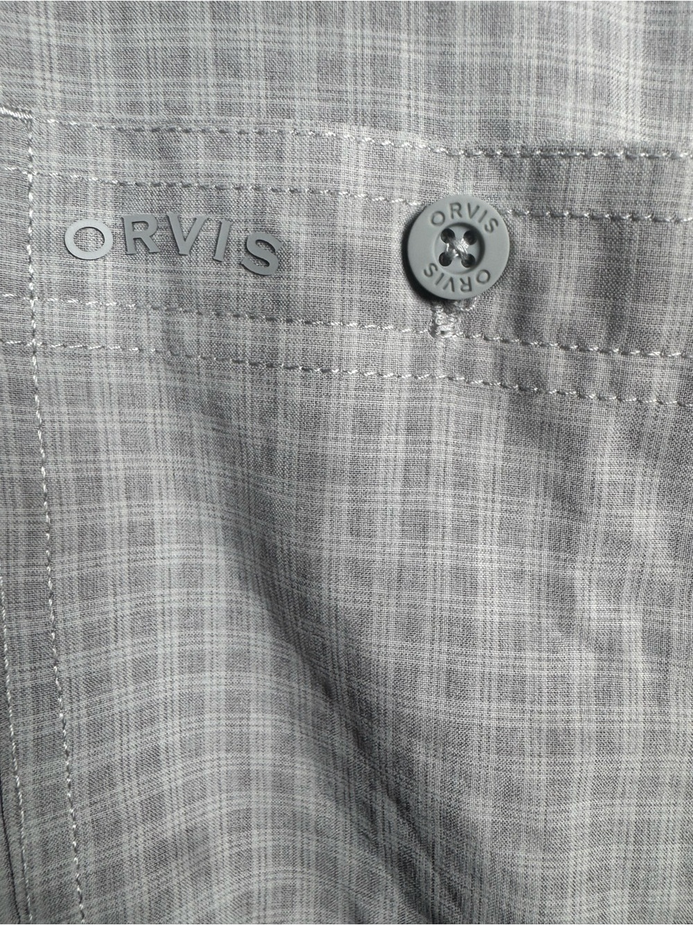 Orvis Shirt Men’s XL Gray Plaid Short Sleeve Button Up UPF 30 Quick-Dry - Picture 4 of 5
